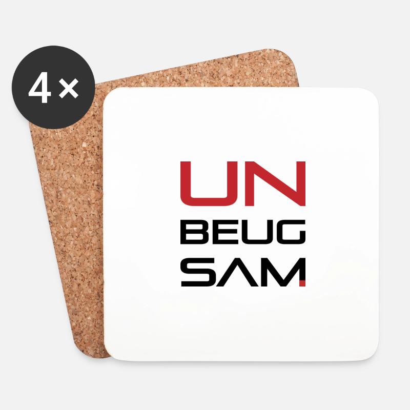 UNBEUGSAM schwarz-rot - Untersetzer (4er-Set) - Weiß