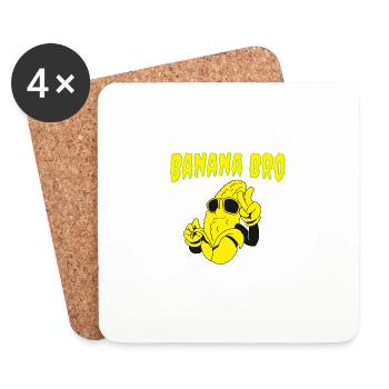 Banana Bro – Cool banana with style - Coasters (set of 4) - white - Front