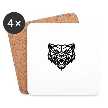 Grizzli de style géométrique - Dessous de verre (lot de 4) - blanc - Devant