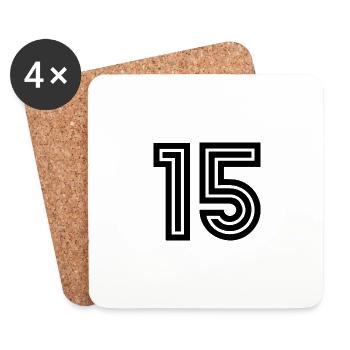 15. 15 ANS. 15e ANNIVERSAIRE. ANNIVERSAIRE 15 ANS. - Dessous de verre (lot de 4) - blanc - Devant