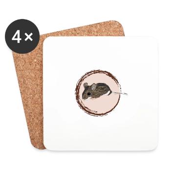 Waldmaus / Wood Mouse III - Untersetzer (4er-Set) - Weiß - Vorne