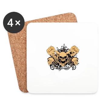 Punch au crâne - Dessous de verre (lot de 4) - blanc - Devant