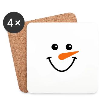 Friendly Snowman - Christmas Winter - Coasters (set of 4) - white - Front