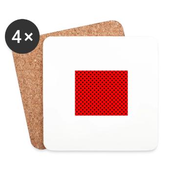 Polka Dot Noir sur rouge - Dessous de verre (lot de 4) - blanc - Devant