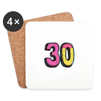 30 Zahl Comic - Untersetzer (4er-Set) - Weiß - Vorne