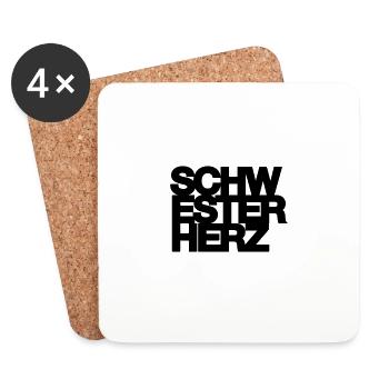 Schwesterherz, Schwester, Geschenk, Idee - Untersetzer (4er-Set) - Weiß - Vorne