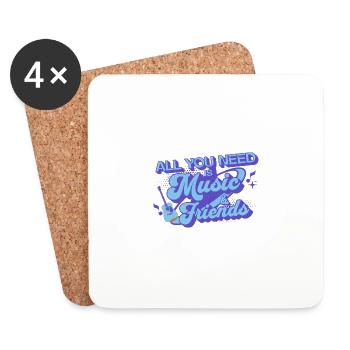 Tout ce dont vous avez besoin, c’est de la musique et des amis Guitariste drôle - Dessous de verre (lot de 4) - blanc - Devant