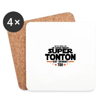 un super héros super tonton - Dessous de verre (lot de 4) - blanc - Devant
