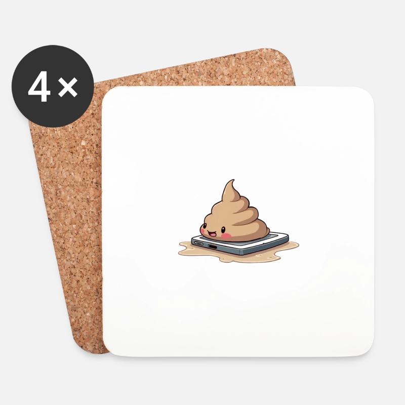 sweet poo on a Phone - Untersetzer (4er-Set) - Weiß