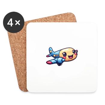 Cute Airplane - Coasters (set of 4) - white - Front