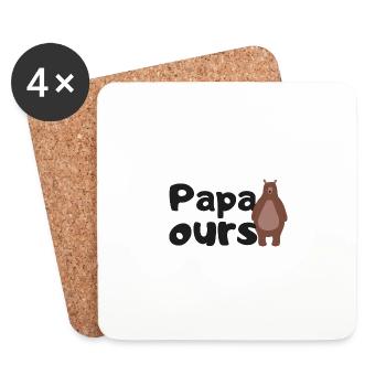 Papa ours - Dessous de verre (lot de 4) - blanc - Devant