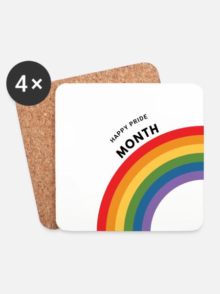 Happy Pride - Untersetzer (4er-Set) - Weiß