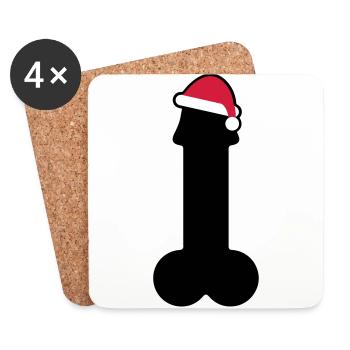 Frohe Penis Weihnachten - Untersetzer (4er-Set) - Weiß - Vorne