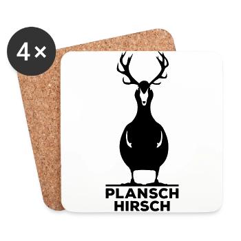 Plansch Hirsch Platzhirsch Ente planschen Geweih - Untersetzer (4er-Set) - Weiß - Vorne