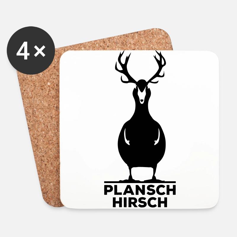 Plansch Hirsch Platzhirsch Ente planschen Geweih - Untersetzer (4er-Set) - Weiß