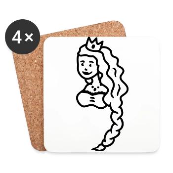 Princess hair - line - Coasters (set of 4) - white - Front