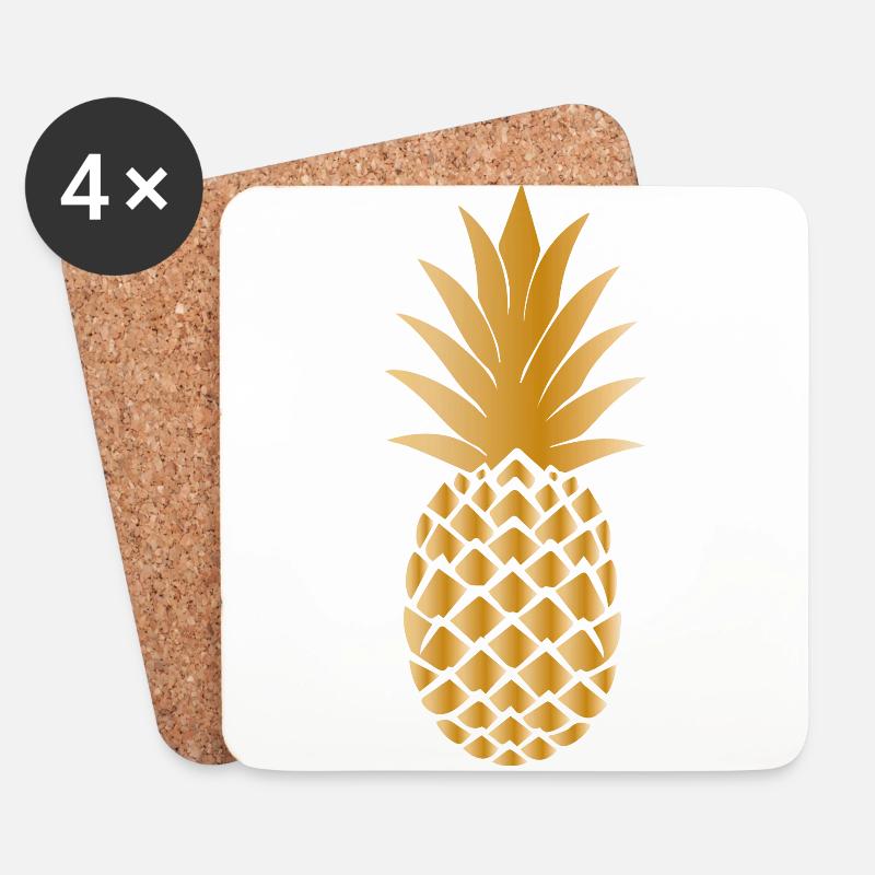 Goldene Ananas - Untersetzer (4er-Set) - Weiß