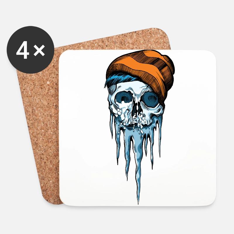 Snow Skull - Untersetzer (4er-Set) - Weiß