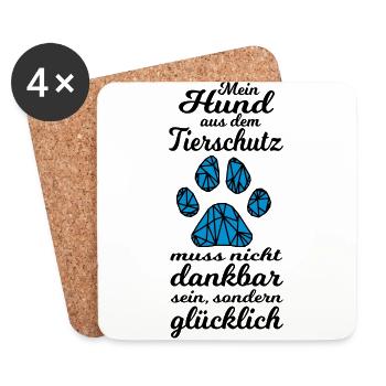 Frauchen Hund Tierschutz Tierheim Pfote Geschenk - Untersetzer (4er-Set) - Weiß - Vorne