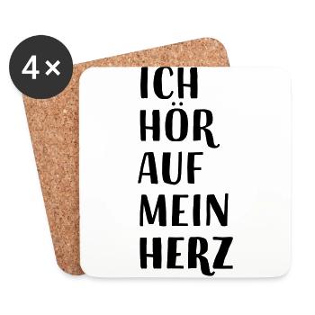 ich hör auf mein herz - Untersetzer (4er-Set) - Weiß - Vorne