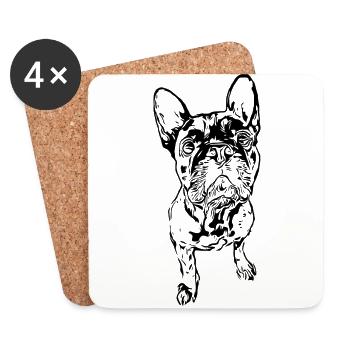 Bouledogue français - Dessous de verre (lot de 4) - blanc - Devant