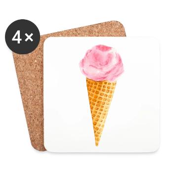 Cornet de glace - Dessous de verre (lot de 4) - blanc - Devant
