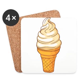 Soft ice cream Ice cream Ice cream Ice cream Ball ice - Coasters (set of 4) - white - Front