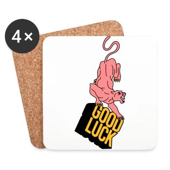 GOOD LUCK | Retro | Vintage | design - Coasters (set of 4) - white - Front