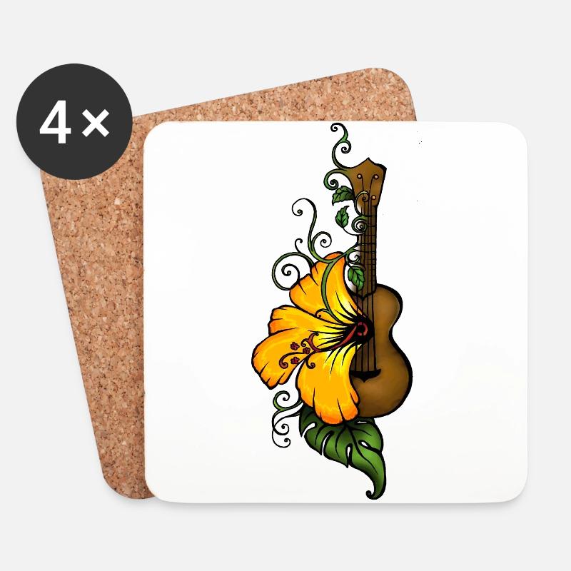 Ukulele - Untersetzer (4er-Set) - Weiß