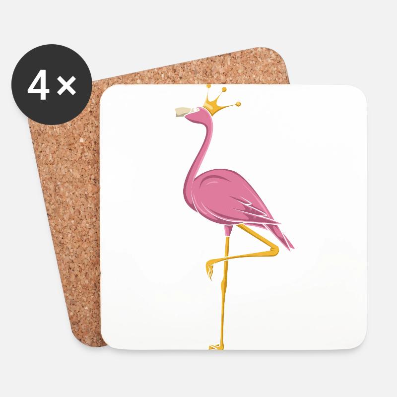 Flamingo krone - Untersetzer (4er-Set) - Weiß