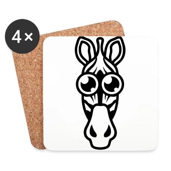 zebra child drawing animals - Coasters (set of 4) - white - Front