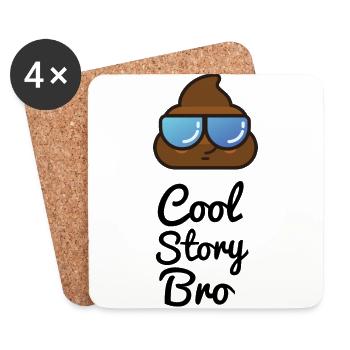 Cool Story Bro Kackhaufen Emoji Sonnenbrille Kot - Untersetzer (4er-Set) - Weiß - Vorne