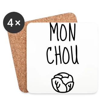 Mon Chou - Bébé - Naissance - Amour - Famille - Dessous de verre (lot de 4) - blanc - Devant