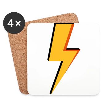 Blitz - Leistung - Strom - Untersetzer (4er-Set) - Weiß - Vorne