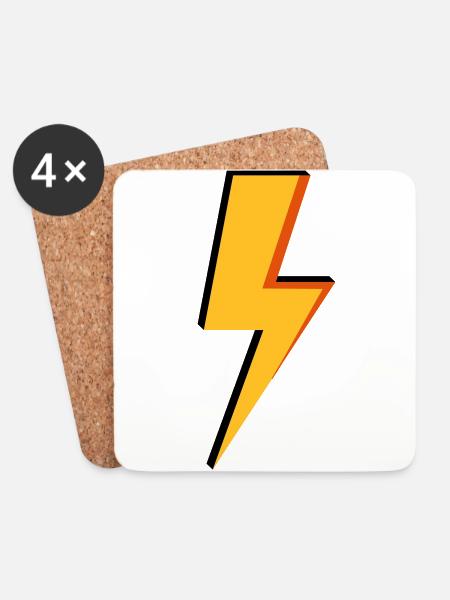 Blitz - Leistung - Strom - Untersetzer (4er-Set) - Weiß