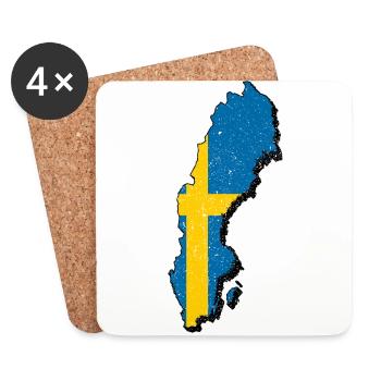 Suède suédois carte vacances voyage cadeau SWE - Dessous de verre (lot de 4) - blanc - Devant
