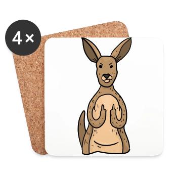 Sweet Kangaroo Shows Middle Finger Funny Gift - Coasters (set of 4) - white - Front