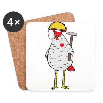 Craftsman Chicken Hammer Heart Construction Site Professions Job - Coasters (set of 4) - white - Front