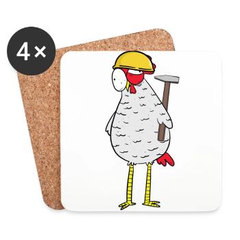 Artisan Chicken Hammer Trade Area Job - Dessous de verre (lot de 4) - blanc - Devant