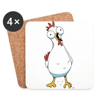Chicken Poultry Chicken Coop Farm Hen Eggs - Coasters (set of 4) - white - Front