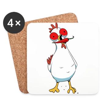 Peperoni Chili Huhn Heiß Geflügel Federvieh scharf - Untersetzer (4er-Set) - Weiß - Vorne