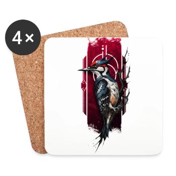 Vibrant Woodpecker bird - Coasters (set of 4) - white - Front