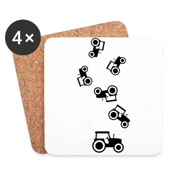 Silhouette de l’icône du tracteur - Dessous de verre (lot de 4) - blanc - Devant