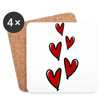Symbole de l’amour des cœurs - Dessous de verre (lot de 4) - blanc - Devant