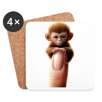 Finger monkey on the finger - Coasters (set of 4) - white - Front