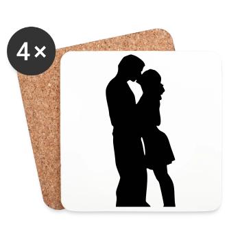 Couple amoureux baiser 17 - Dessous de verre (lot de 4) - blanc - Devant