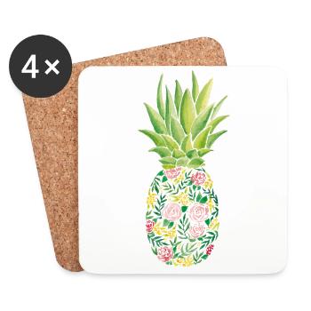 Ananas - Untersetzer (4er-Set) - Weiß - Vorne