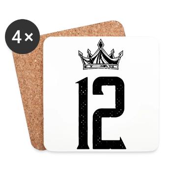 12 Couronne de nombre - Dessous de verre (lot de 4) - blanc - Devant