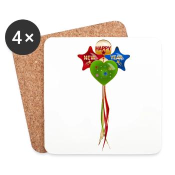 Ballons de bonne année - Dessous de verre (lot de 4) - blanc - Devant
