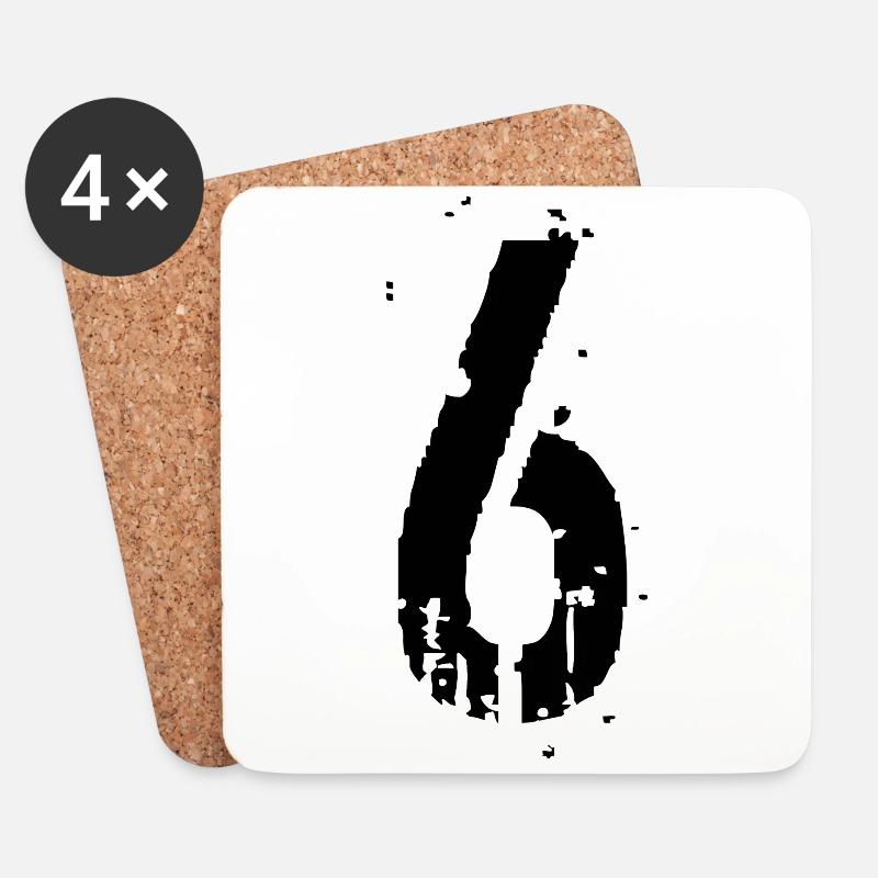 6 Zahl 6 Jahre - Untersetzer (4er-Set) - Weiß